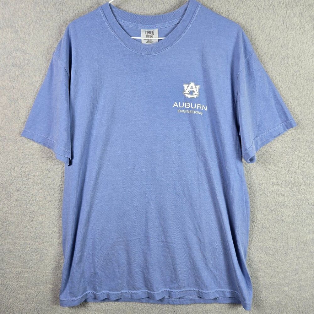 Auburn University Engineering Comfort Colors T-Shirt Mens Large Blue Blueprint